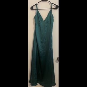 Satin emerald dress